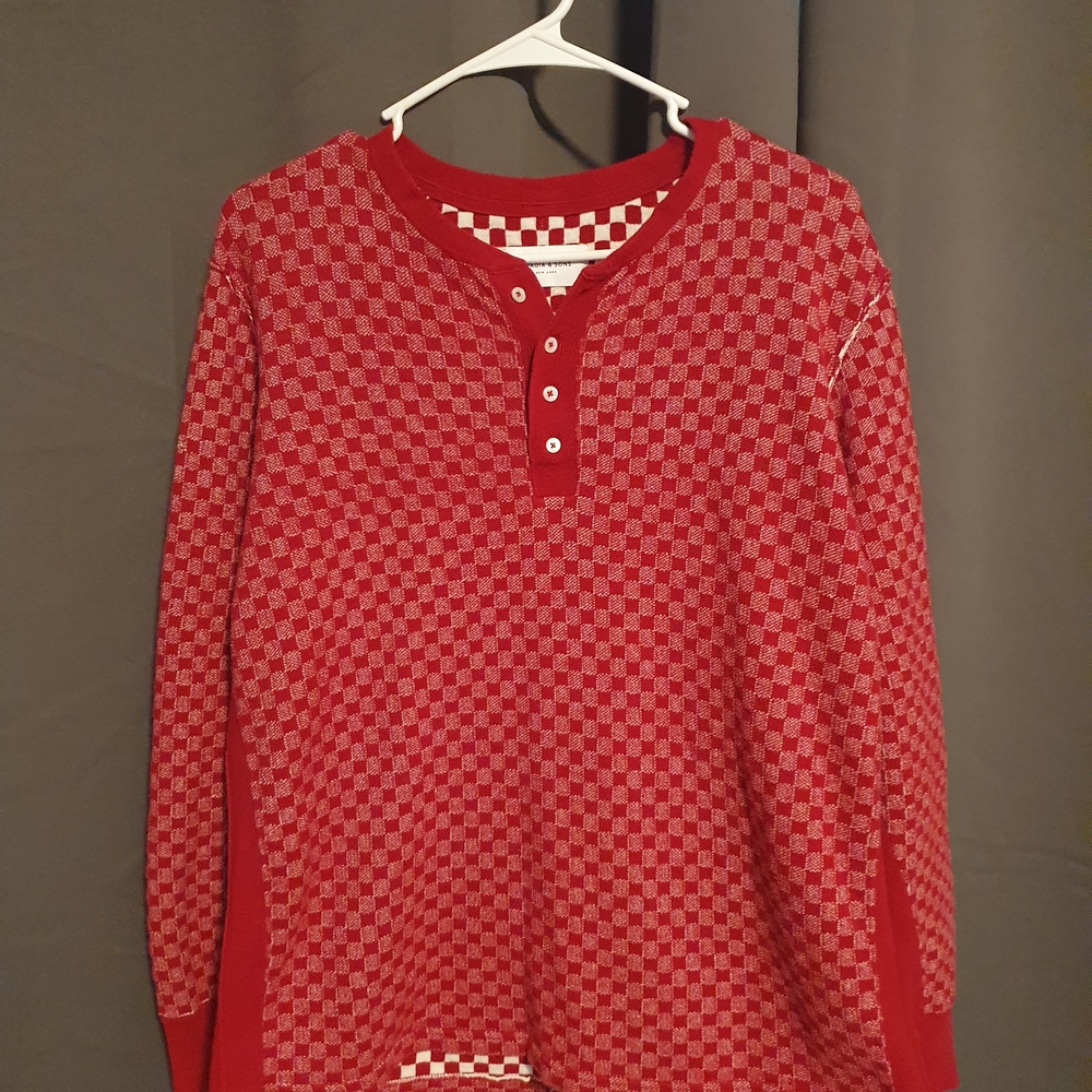 Red Checkered Women's Crew Neck Sweater